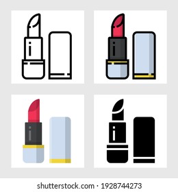 lipstick icon vector design in filled, thin line, outline and flat style.