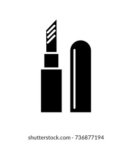 lipstick icon, vector illustration, black sign on isolated background