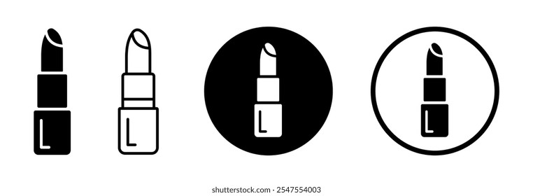 Lippenstift-Symbolvektor. Lippenstift-Symbol im Flach- und Linienstil
