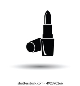 Lipstick icon. White background with shadow design. Vector illustration.