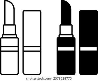 Lipstick Icons. Black and White Vector Icons. Cosmetic Product. Brazilian Carnival Concept