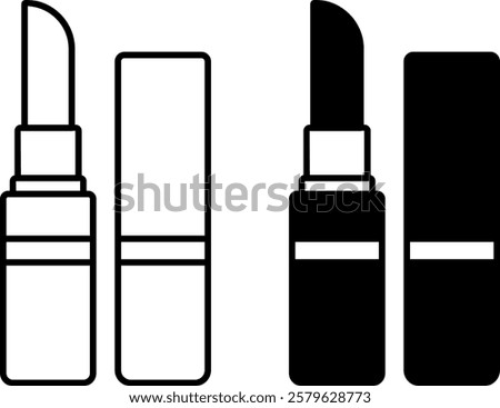 Lipstick Icons. Black and White Vector Icons. Cosmetic Product. Brazilian Carnival Concept
