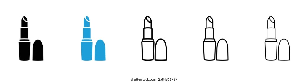 Lipstick icons collection vectors in black and blue