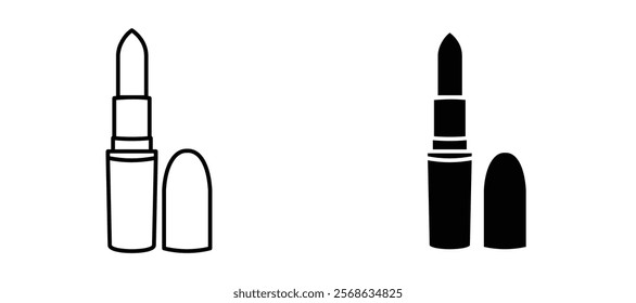 Lipstick icons in outline and fill. vector illustration for ui.