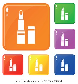 Lipstick icons set collection vector 6 color isolated on white background