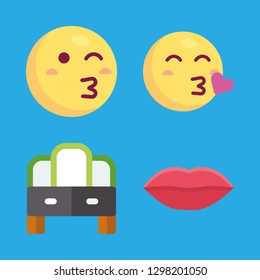 lipstick icons set with dressing table, lips and kiss vector set