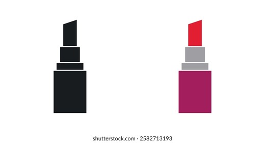 Lipstick icons set vectors black and colored style