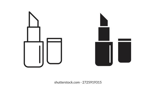 Lippenstift-Symbole. Lineares Vektorsymbol einzeln auf weißem Hintergrund.