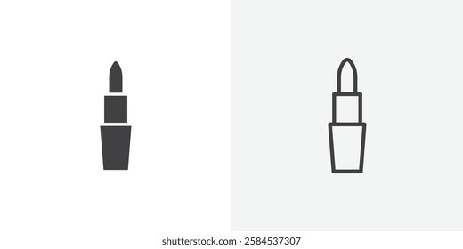 Lipstick icons vectors illustrations in black fill and liner versions