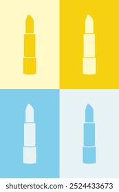 ilustração batom com quatro cores de fundo diferentes