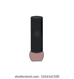 lipstick isolated on clean white background with soft shadow and cap, black casing