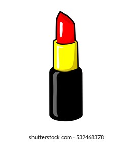 Lipstick Isolated Vector Sticker, Patch, Icon. Retro, Pop Art, Comic Style. Glossy Pomade Cartoon Illustration