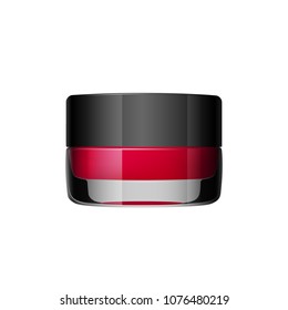 Lipstick in a jar. Eyebrows makeup product. Isolated on a white background. Vector illustration
