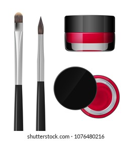 Lipstick in a jar. Eyebrows makeup product.Vector illustration