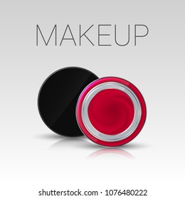Lipstick in a jar. Eyebrows makeup product.Vector illustration