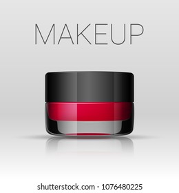 Lipstick in a jar. Eyebrows makeup product.Vector illustration