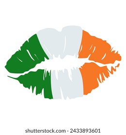 Lipstick kiss colored like Irish flag