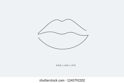 Lipstick kiss. Continuous line drawing. Vector illustration