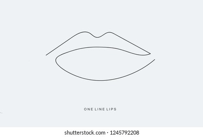 Lipstick kiss. Continuous line drawing. Vector illustration