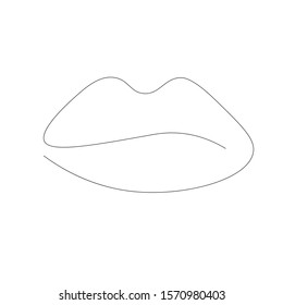 Lipstick kiss continuous line drawing vector illustration