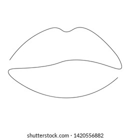 Lipstick kiss, continuous one line drawing vector illustration