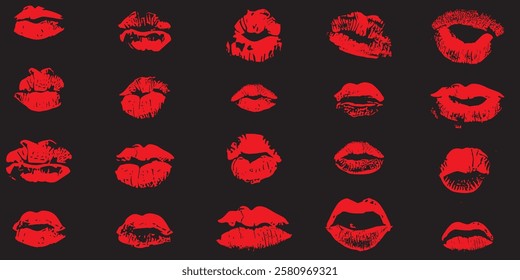 Lipstick kiss with lips print. Vector kiss mark imprint