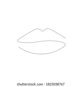 Lipstick kiss one ine drawing. Vector illustration