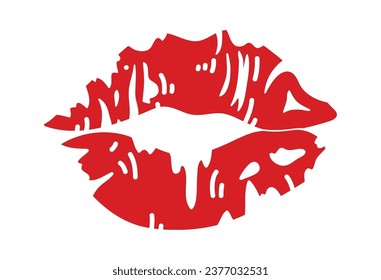 Lipstick Kiss Print Vector Illustration