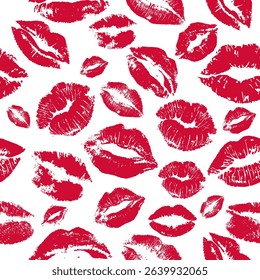 Lipstick kiss seamless pattern background