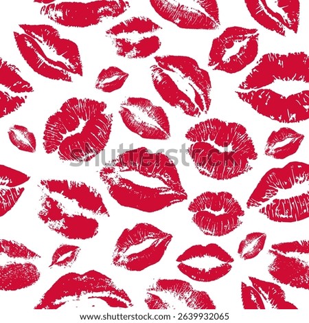 Lipstick kiss seamless pattern background