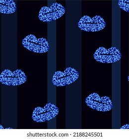 Lipstick kiss seamless pattern.  Valentines day background, beauty and cosmetics texture decor textile, wrapping paper wallpaper vector print. Vector
