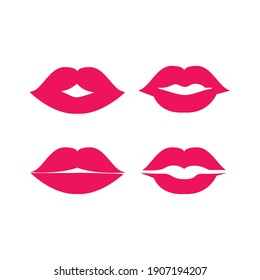Lipstick kisses collection design isolated on white background