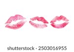 Lipstick kisses collection, watercolors painted lips.