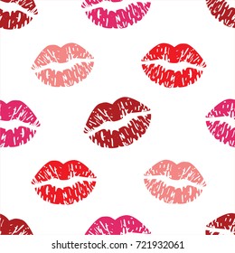 Lipstick Kisses Pattern Background Vector Illustration