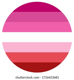 Lipstick Lesbische Flagge, Rundform-Symbol auf weißem Hintergrund