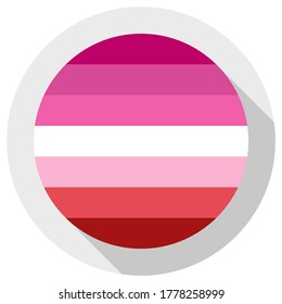Lipstick Lesbian flag, round shape icon on white background