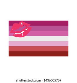 Lipstick lesbian flag symbol vector icon. LGBTQ symbol Isolated on white background