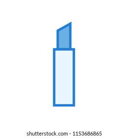 Lipstick line art icon - Beauty care sign - Linear style blue