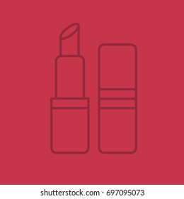 Lipstick Linear Icon. Thin Line Outline Symbols On Color Background. Vector Illustration