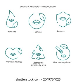 Lipstick, Lip Cream, Mask Cosmetic And Beauty Product Icon Set For Web, Eco Packaging Design. Vector Stock Illustration Isolated On White Background.