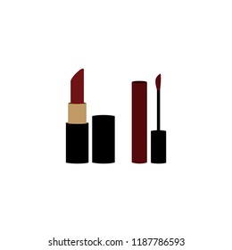 Lipstick and lip gloss icon. Vector icon on the white background