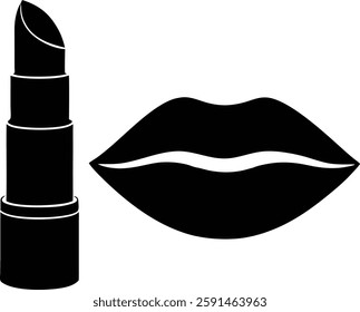 lipstick lips icon silhouette vector illustration