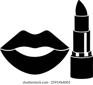 lipstick lips icon silhouette vector illustration