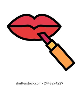 Lipstick and lips icon. Vector.