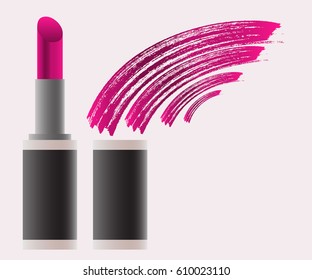 Lipstick for lips and a smear on a separate background