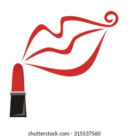 Lipstick and lips vector illustration