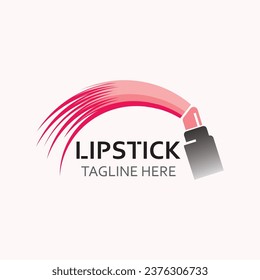 Lipstick logo design for makeup fashion shop and beauty vector cosmetic design template