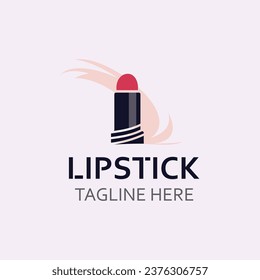 Lipstick logo design for makeup fashion shop and beauty vector cosmetic design template