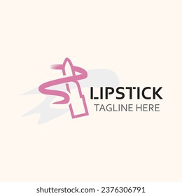 Lipstick logo design for makeup fashion shop and beauty vector cosmetic design template