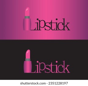 lipstick logo design text with icon of lipstick logo design 